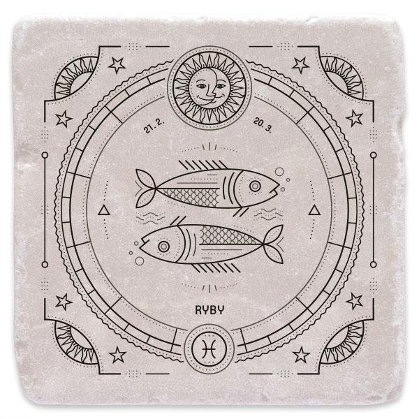 Levně Mramorový tácek - znamení zvěrokruhu, ryby
