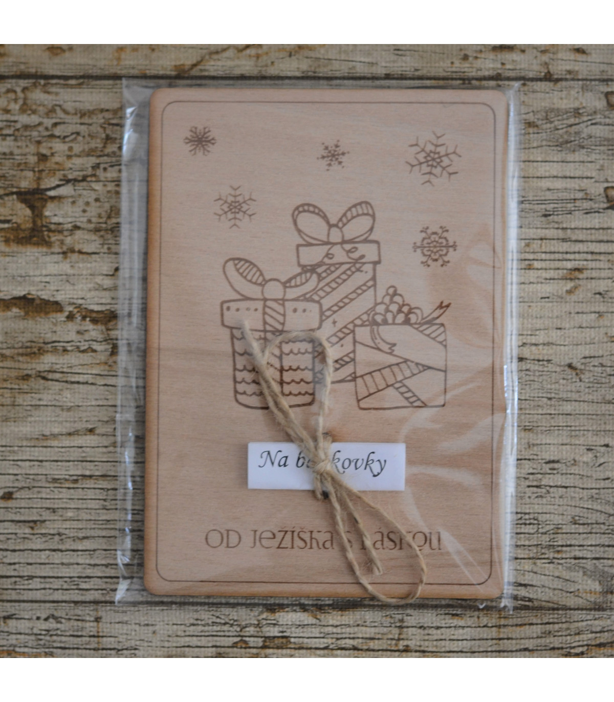 Vánoční dřevěné přání