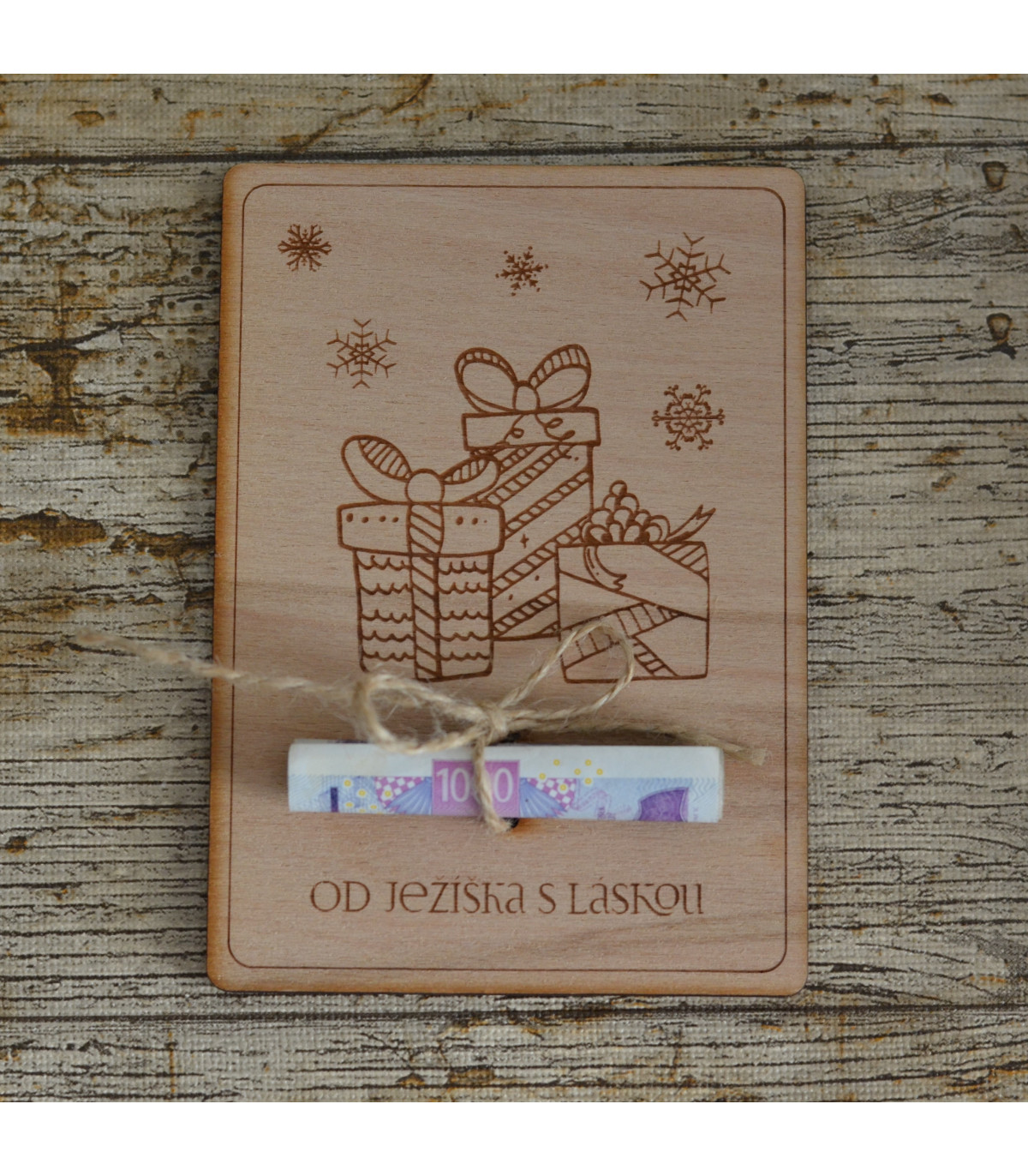 Vánoční dřevěné přání