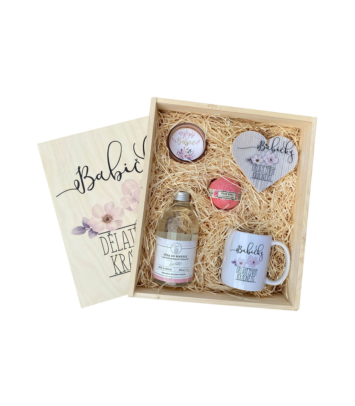 Dřevěný dárkový box - babičky dělají život krásnější