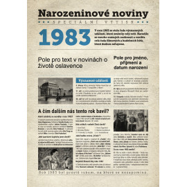Narozeninové noviny 1983 s vlastním textem