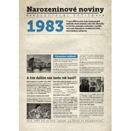 Narozeninové noviny 1983 s vlastním textem a fotografií