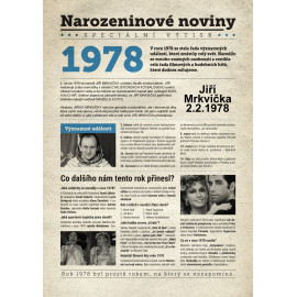 Narozeninové noviny 1978 s vlastním textem