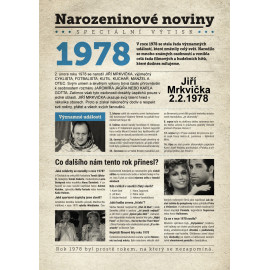 Narozeninové noviny 1978 s vlastním textem