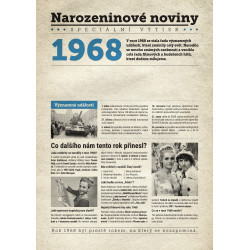 Narozeninové noviny 1968 s vlastním textem a fotografií