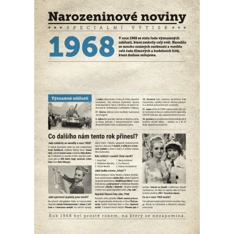 Narozeninové noviny 1968 s vlastním textem