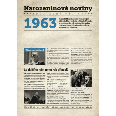 Narozeninové noviny 1963 s vlastním textem