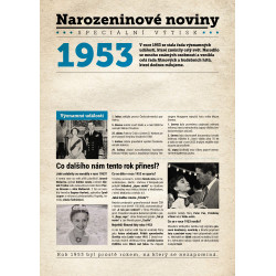 Narozeninové noviny 1953 s vlastním textem a fotografií