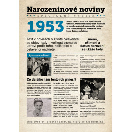 Narozeninové noviny 1953 s vlastním textem