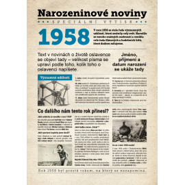 Narozeninové noviny 1958 s vlastním textem