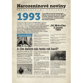 Narozeninové noviny 1993 s vlastním textem