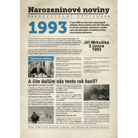 Narozeninové noviny 1993 s vlastním textem