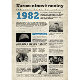 Narozeninové noviny 1982 s vlastním textem a fotografií