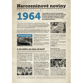 Narozeninové noviny 1964 s vlastním textem