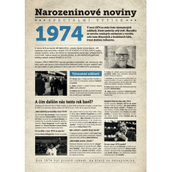 Narozeninové noviny 1974 s vlastním textem a fotografií