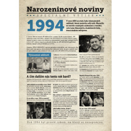 Narozeninové noviny 1994 s vlastním textem s fotografií