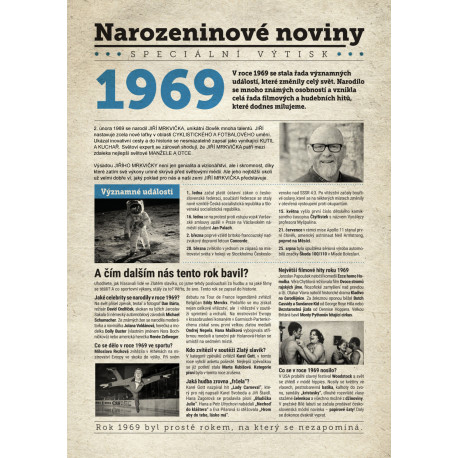 Narozeninové noviny 1969 s vlastním textem