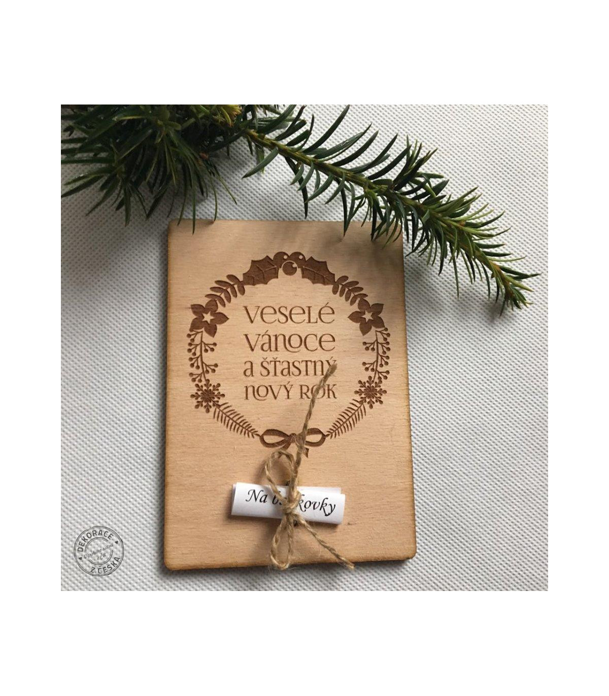Vánoční dřevěné přání - Veselé Vánoce