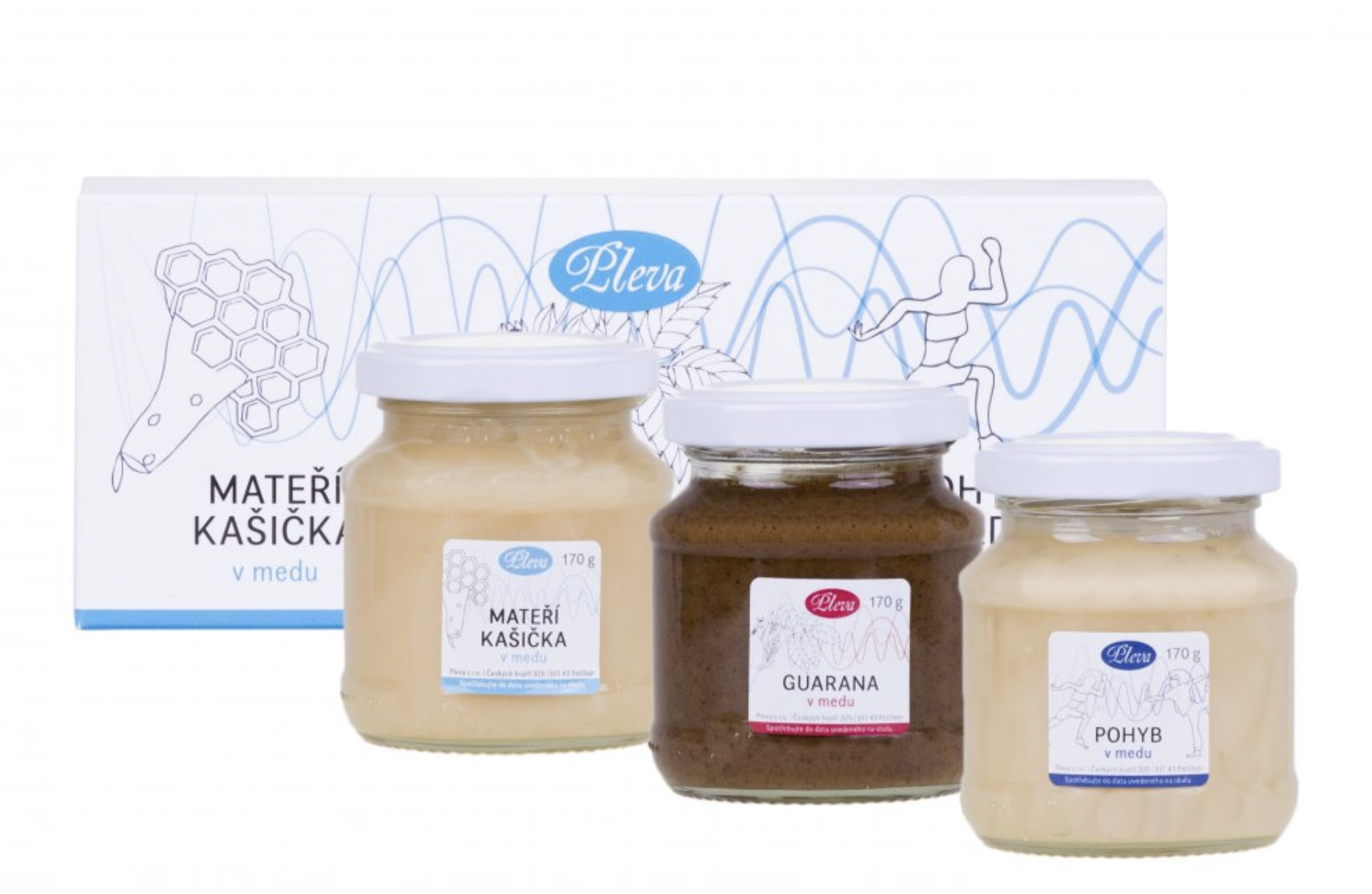 Dárková sada medů - mateří kašička, guarana a pohyb v medu