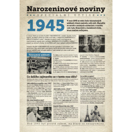 Narozeninové noviny 1945 s vlastním textem a fotografií