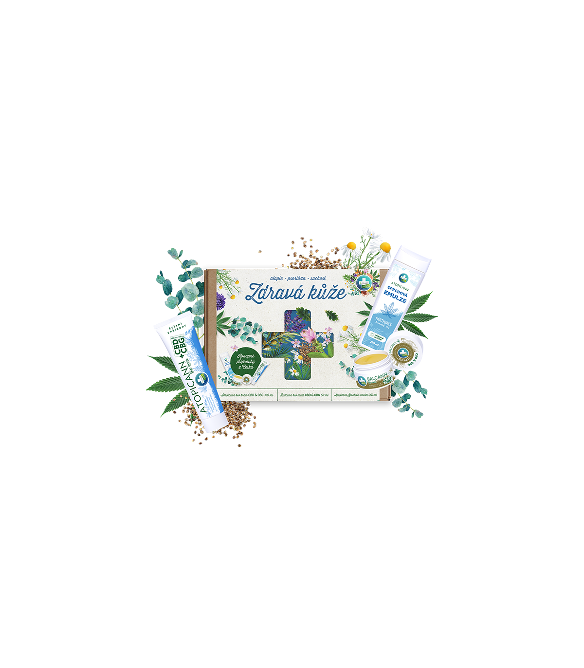 Dárková sada přírodní kosmetiky z konopí - ZDRAVÁ KŮŽE