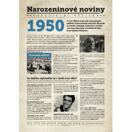 Narozeninové noviny 1950 s vlastním textem a fotografií