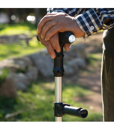 Teleskopická hůl s LED, alarmem a podavačem předmětů