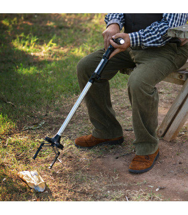 Teleskopická hůl s LED, alarmem a podavačem předmětů