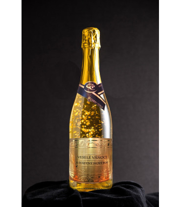 Šumivé víno se zlatem - vánoční