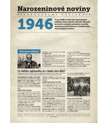 Narozeninové noviny 1946| Originální dárky s věnováním