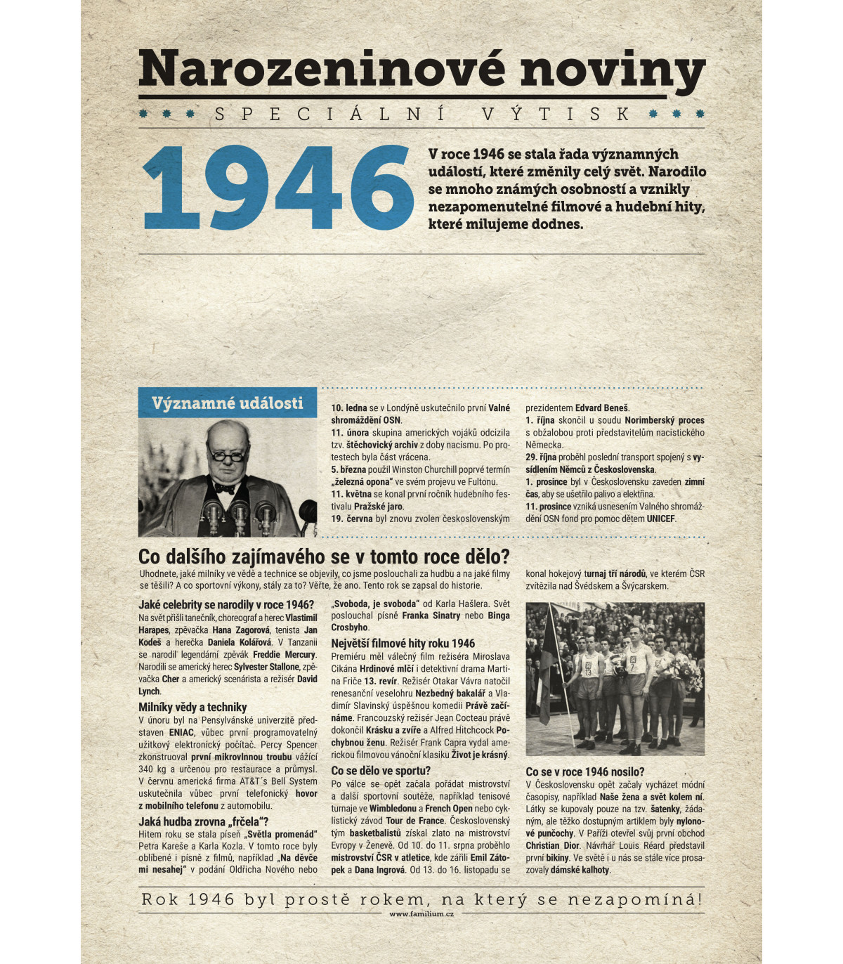 Narozeninové noviny 1946| Originální dárky s věnováním