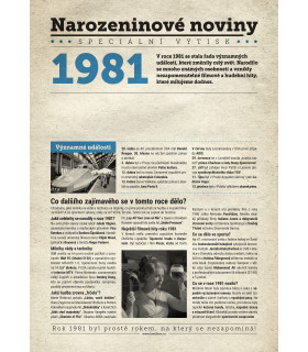 Narozeninové noviny 1981| Originální dárky s věnováním