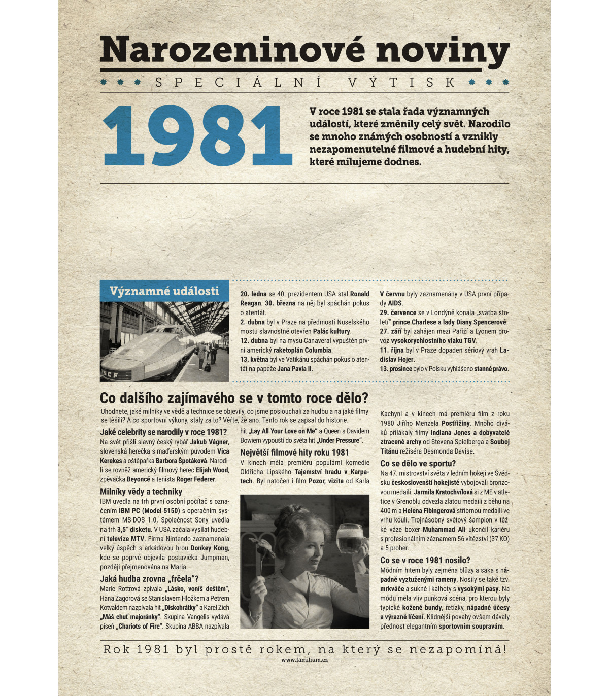 Narozeninové noviny 1981| Originální dárky s věnováním