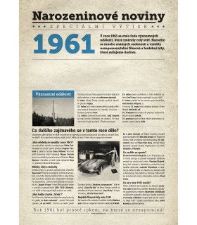 Narozeninové noviny 1961| Originální dárky s věnováním