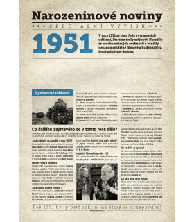 Narozeninové noviny 1951| Originální dárky s věnováním