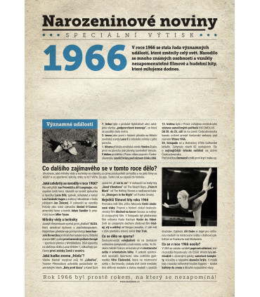 Narozeninové noviny 1966| Originální dárky s věnováním