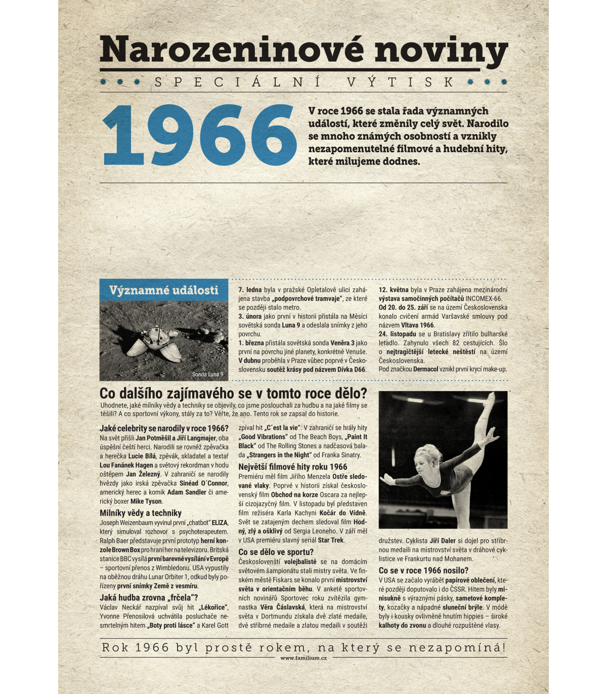 Narozeninové noviny 1966| Originální dárky s věnováním