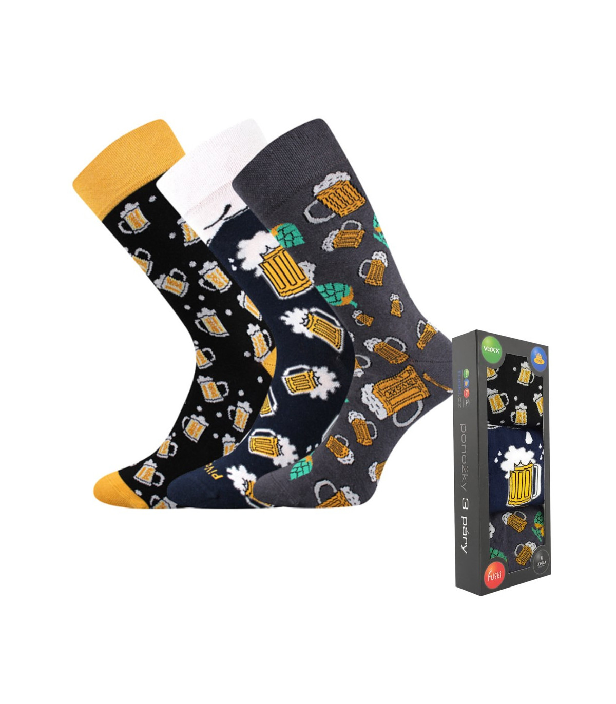 Ponožky s motivem piva 3 páry – vtipný dárek pro tatínka i dědečka | Babičkářství.cz