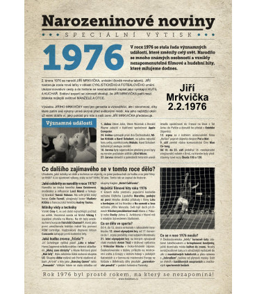 Narozeninové noviny 1976| Originální dárky s věnováním
