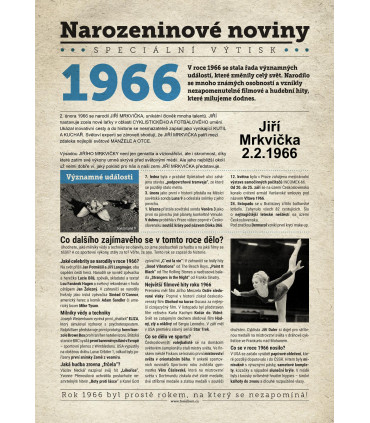 Narozeninové noviny 1966| Originální dárky s věnováním