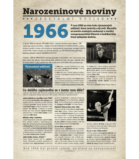 Narozeninové noviny 1966| Originální dárky s věnováním
