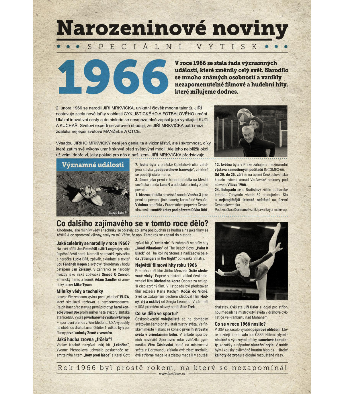 Narozeninové noviny 1966| Originální dárky s věnováním