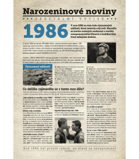 Narozeninové noviny 1986| Originální dárky s věnováním