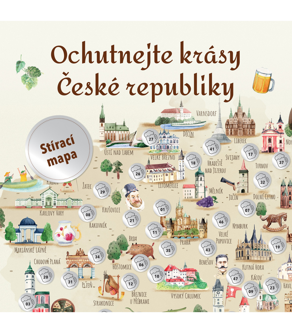 Pivní stírací mapa