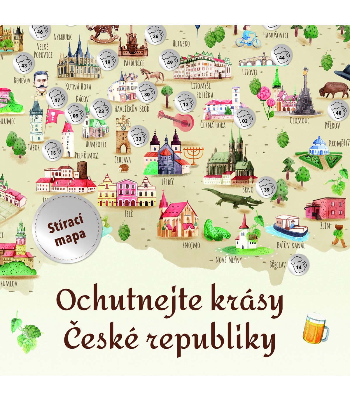 Pivní stírací mapa