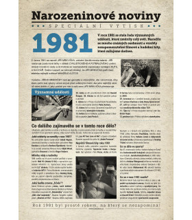 Narozeninové noviny 1981| Originální dárky s věnováním