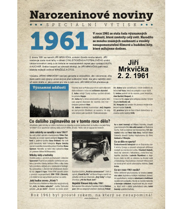 Narozeninové noviny 1961| Originální dárky s věnováním