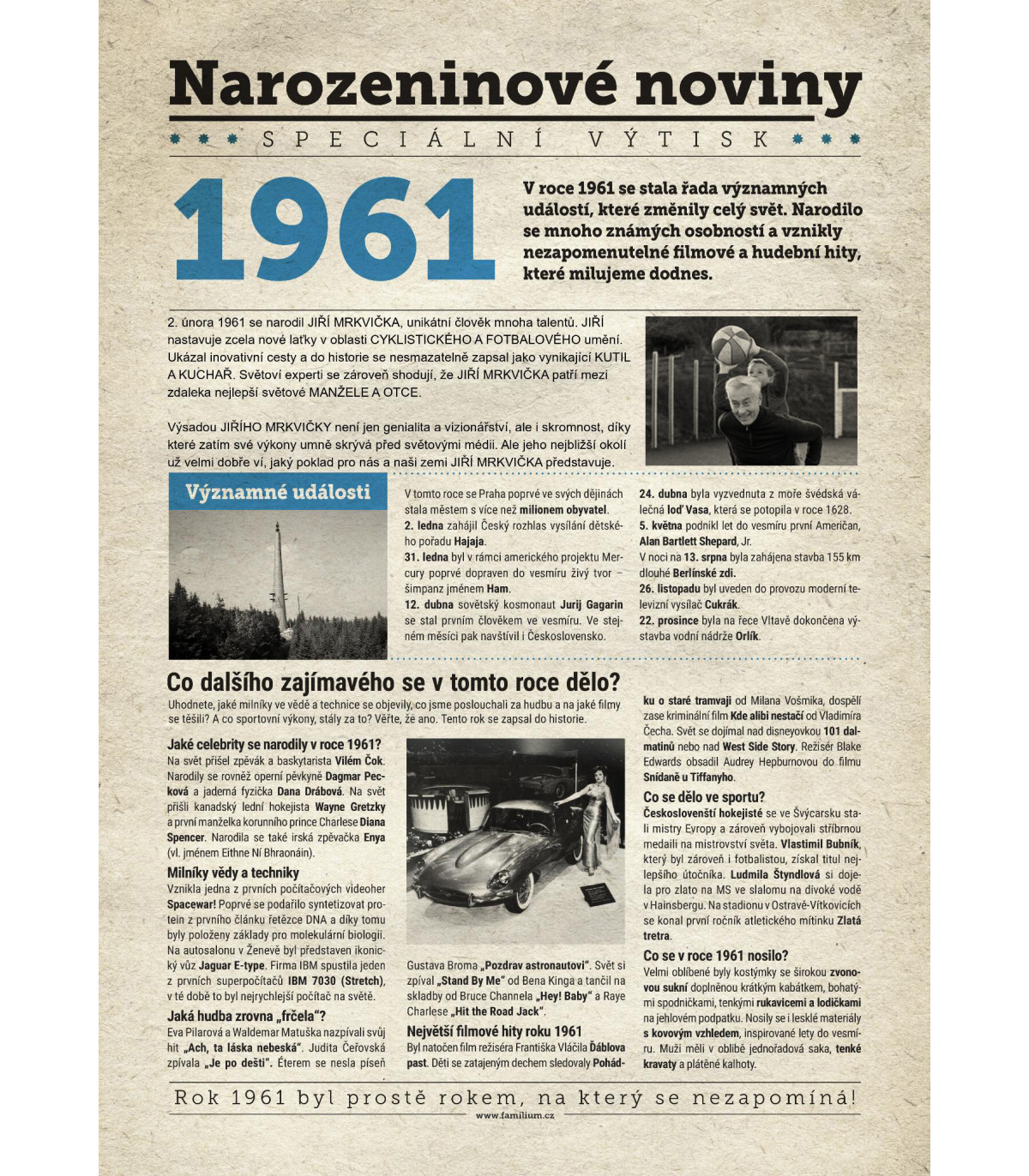 Narozeninové noviny 1961| Originální dárky s věnováním