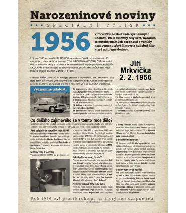 Narozeninové noviny 1956| Originální dárky s věnováním