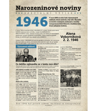 Narozeninové noviny 1946| Originální dárky s věnováním